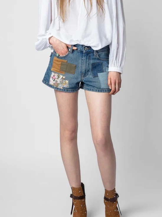 Zadig & Voltaire Pants - Zadig & Voltaire Défilé Sina Denim Eco Patch Shorts NWT Designer Jean Shorts F36